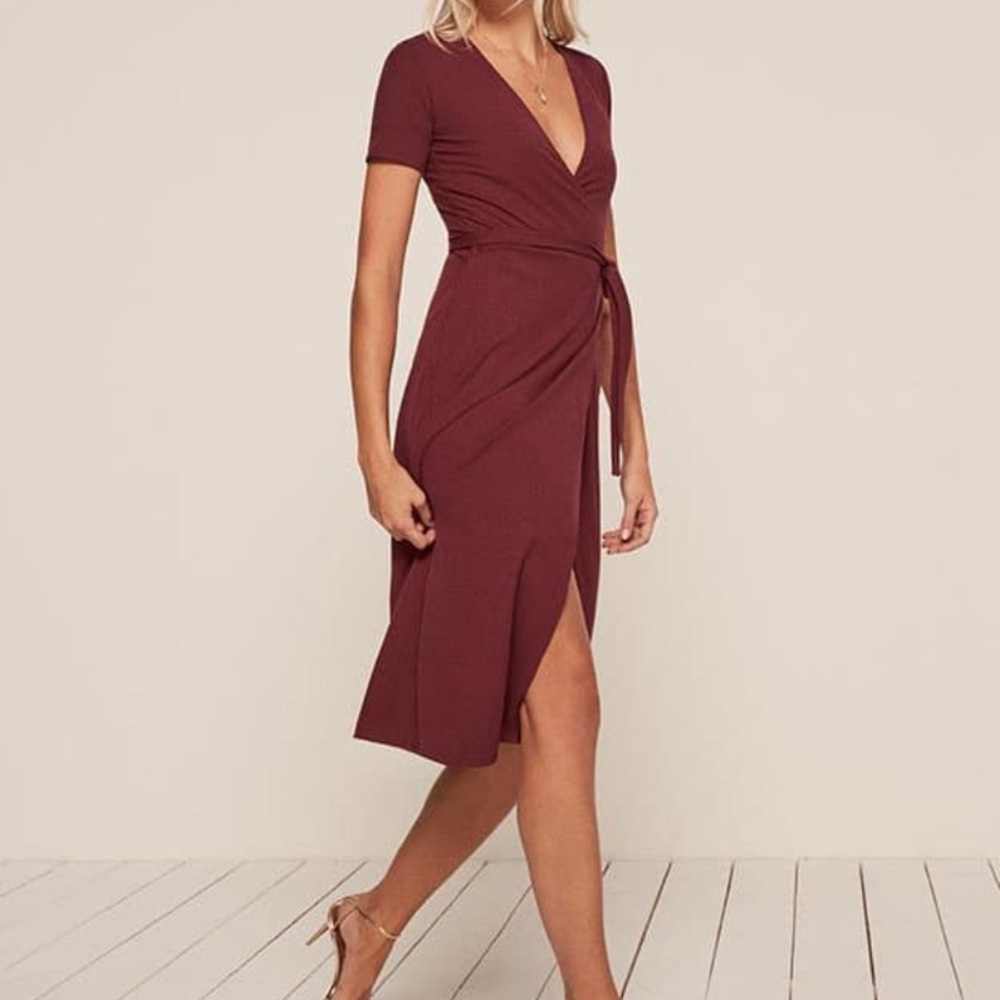 Reformation maroon wrap dress